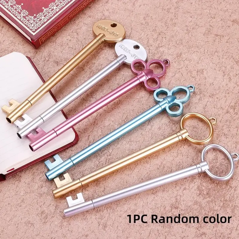 Random Color School Supplies Key Shaped Gel Pen, 1 Count Portable Multi-purpose Gel Rollerball Pen for Office, Writing Statio...