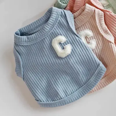 Cute Cat Embroidery Pet Vest, 1 Count Waffle Breathable Pet Clothes, Pet Clothing for Small Medium Dogs & Cats, Dog & Cat Clo...