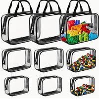 Clear Toy Storage Bag, 3 Counts Waterproof Zipper Building Blocks Organizer, Portable Washable Storage Bag for Home Office Sc...