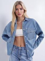 Women's Plain Button Front Curved Hem Autumn Denim Jackets, Casual Fashionable Minimalist Loose Pocket Design Collared Jacket...