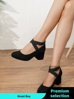 Women's Solid Color High Heel Shoes, 1 Pair Fashionable Round Toe High Heel Shoes for Daily Wear, Comfortable Perfect Shoes f...