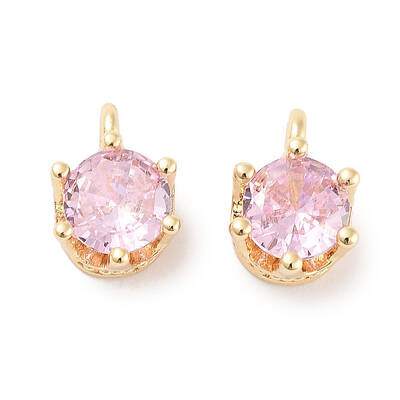 Brass Micro Pave Cubic Zirconia Charms