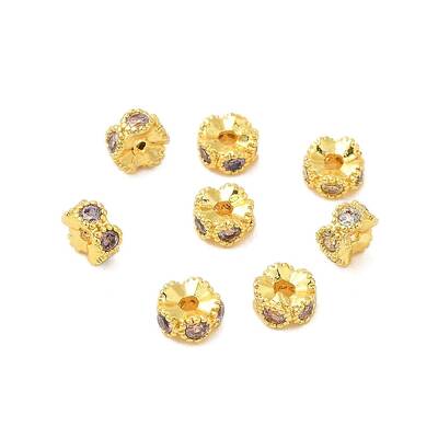 Brass Micro Pave Cubic Zirconia Beads
