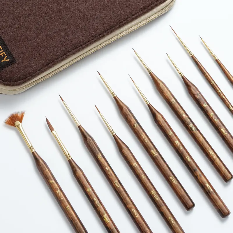 Back to School Essential – ARTIFY 10-Piece Extreme Detail Paint Brushes Set with Case – Precision Miniature Brushes for M...
