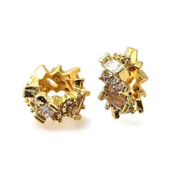 Column Brass Micro Pave Cubic Zirconia European Beads