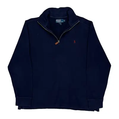 Polo By Ralph Lauren 1/4 Zip - Large Navy Cotton