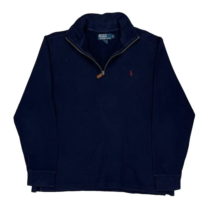 Polo By Ralph Lauren 1/4 Zip - Large Navy Cotton