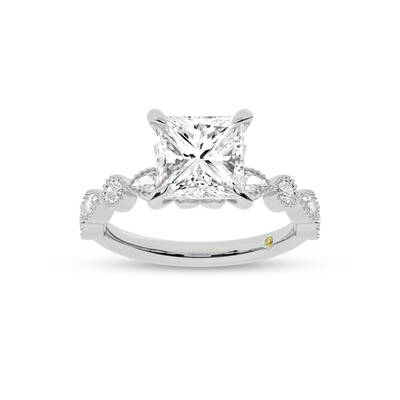 Zenith Princess Cut Lab Grown Diamond Engagement Ring | 18K White Gold 3 1/6 CT. TW.