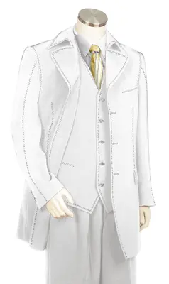 Canto Mens 3 Piece Microfiber Urban Zoot Suit Pic Stitching Formal Wear