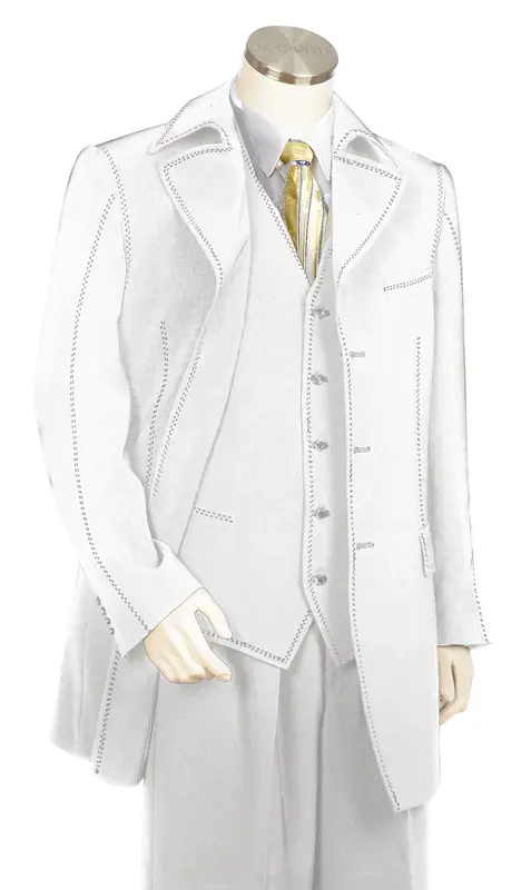 Canto Mens 3 Piece Microfiber Urban Zoot Suit Pic Stitching Formal Wear