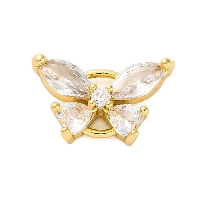 Brass Clear Cubic Zirconia Connector Charms/Links