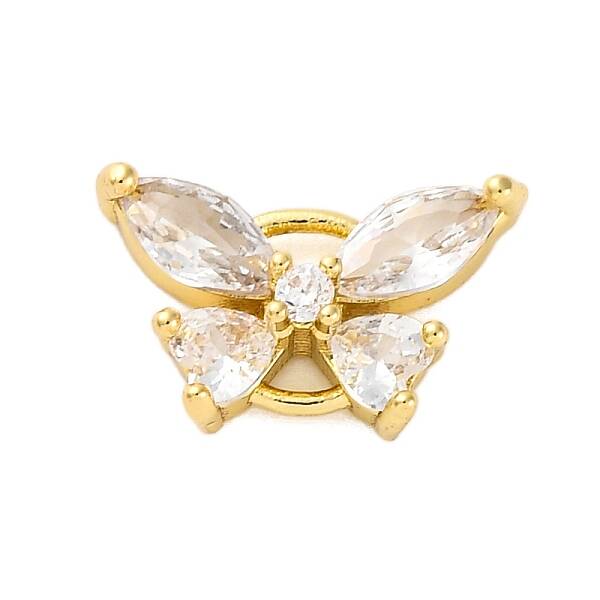 Brass Clear Cubic Zirconia Connector Charms/Links