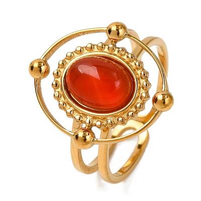 Oval Natural Carnelian Finger Rings