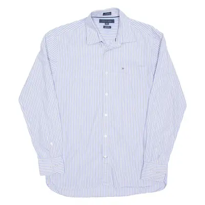 TOMMY HILFIGER Custom Fit Mens Shirt Blue Striped Long Sleeve M