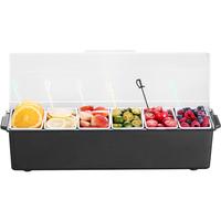 VEVOR Chilled Condiment Server, 6 Compartment Ice Cooled Condiment Serving Container, Chilled Garnish Tray Bar Caddy with Lid...