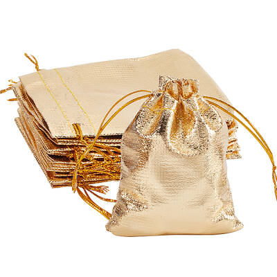 Beebeecraft 60Pcs 4.72x3.54in Organza Jewelry Pouches Gold Heavy Duty Drawstring Gift Bags for Wedding Party Christmas New Ye...