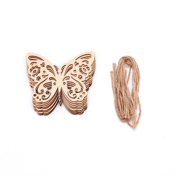 DIY Unfinished Hollow Butterfly Wooden Decorations Pendants