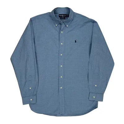 Ellington Ralph Lauren Checked Shirt - Medium Blue Cotton | Size: medium