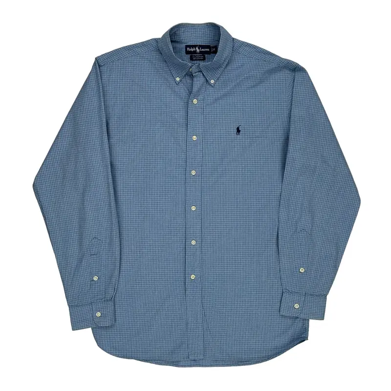 Ellington Ralph Lauren Checked Shirt - Medium Blue Cotton | Size: medium