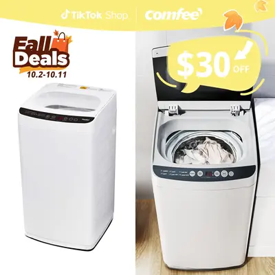 Comfee' Portable Washing Machine, gift, 0.9 cu.ft Compact Washer With LED Display, 5 Wash Cycles, 2 Built-in Rollers, Space S...