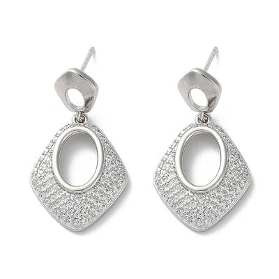 Brass Pave Cubic Zirconia Stud Earrings