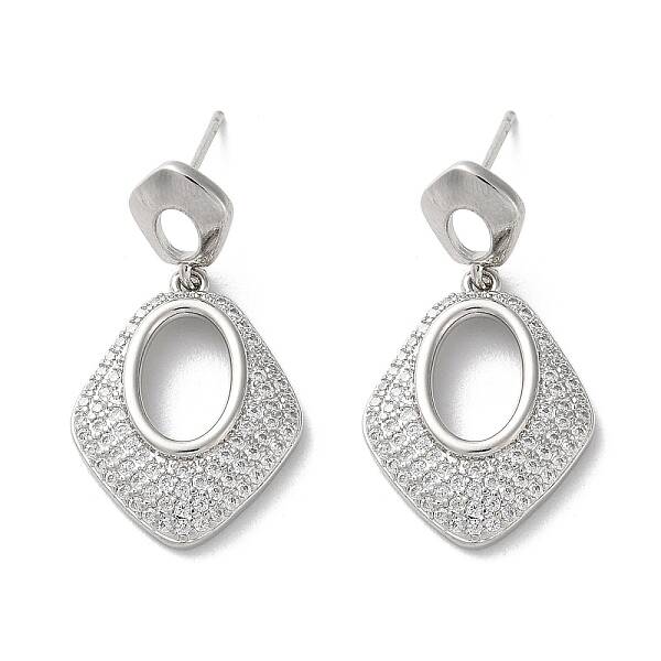 Brass Pave Cubic Zirconia Stud Earrings