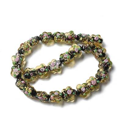 Handmade Foil Lampwork Beads Strands
