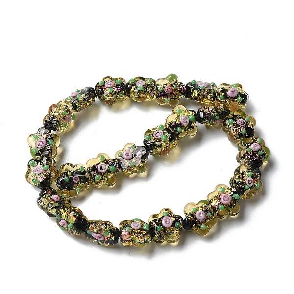 Handmade Foil Lampwork Beads Strands