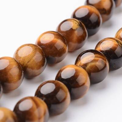 Round Natural Tiger Eye Bead Strands