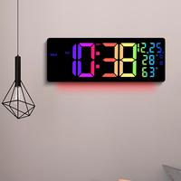Large Digital Wall Clock with Remote Control(Does not have the same version),RGB Atmosphere Lights with 11 Scenes Mode, reloj...