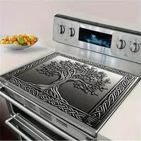 Tree Of Life Pattern Gas Stove Cooktop Panel Protector Cover, 1 Count Heat & Scratch Resistant Stove Plate Top Protector, Mul...