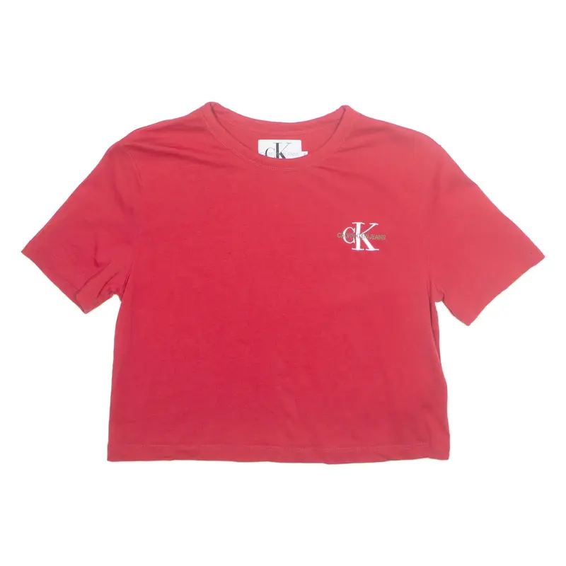 CALVIN KLEIN JEANS Cropped Womens T-Shirt Red S