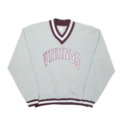 CHAMPION Vikings Mens Sweatshirt Grey V-Neck USA L