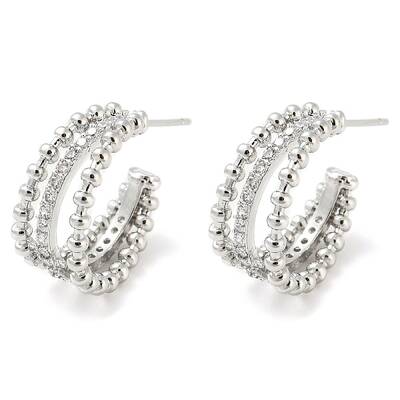 Brass Stud Earrings with Glass