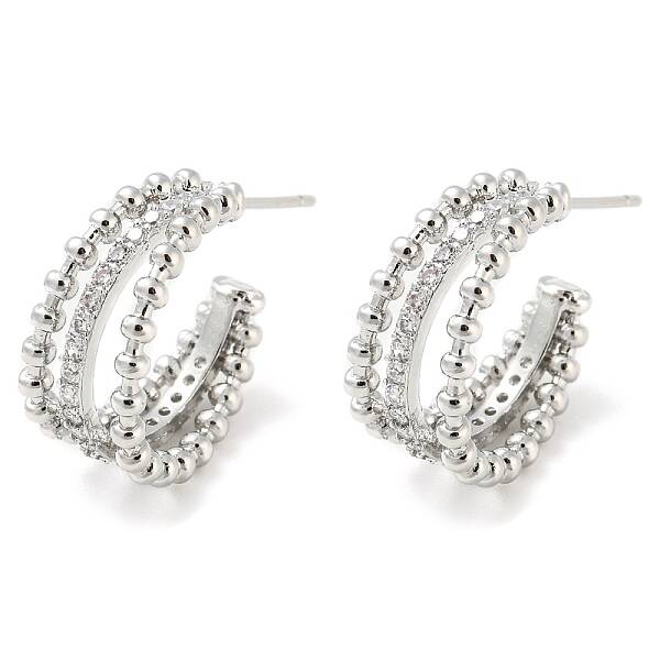 Brass Stud Earrings with Glass