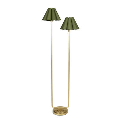 Polly Floor Lamp (Natural Brass with Olive Green Scalloped Shade)