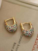 Women's Elegant Artificial Zircon Decorated Hoop Earrings, Exquisite Trendy Hoop Earrings, Fashionable Bling Stylish Accessor...