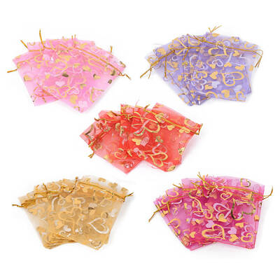 Heart Printed Organza Bags