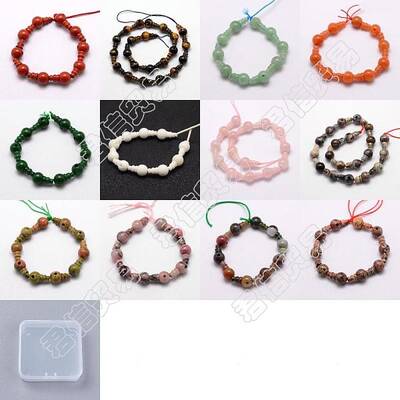 24Pcs 12 Style Natural Red Jasper 3-Hole Guru Bead Strands