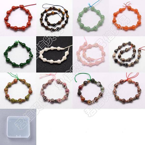 24Pcs 12 Style Natural Red Jasper 3-Hole Guru Bead Strands