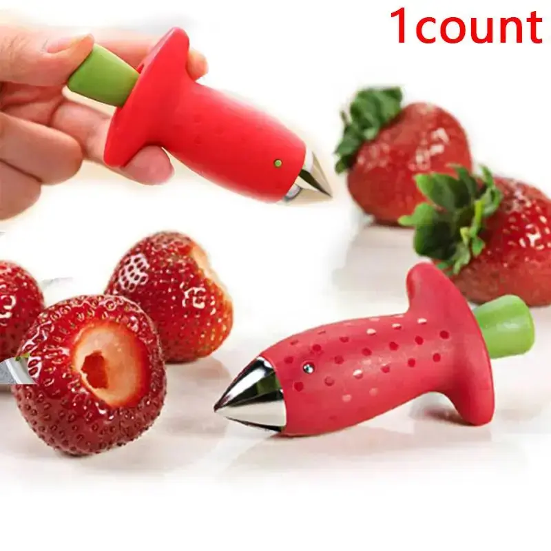 Kitchen Accessories Stainless Steel Strawberry Leaf Remover, 1/2 Counts Manual Strawberry Tomato Corer, Kitchen Gadget & Uten...