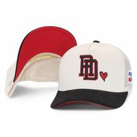 RD Heart Hat | Trucker Hat | 5 Panel SnapBack with Red and White Design and Heart Emblem