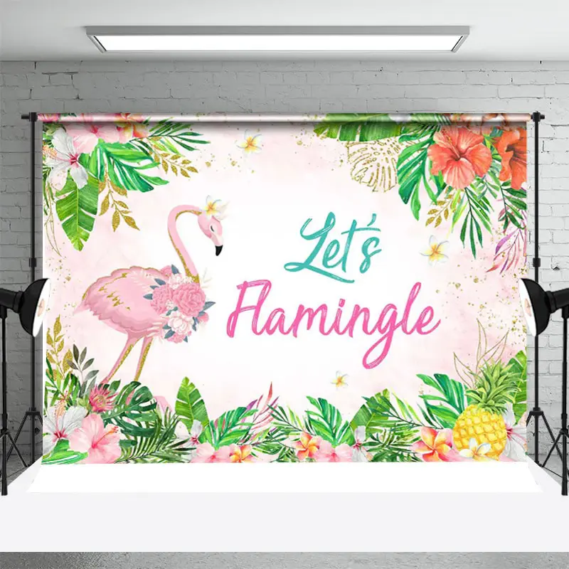 Pink Floral Leaf Flame Bird Tropical Dance Backdrop - Aperturee
