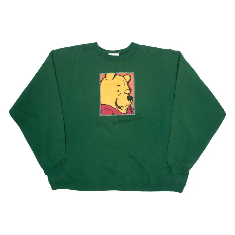 DISNEY Winnie The Pooh Mens Sweatshirt Green Crew Neck 2XL