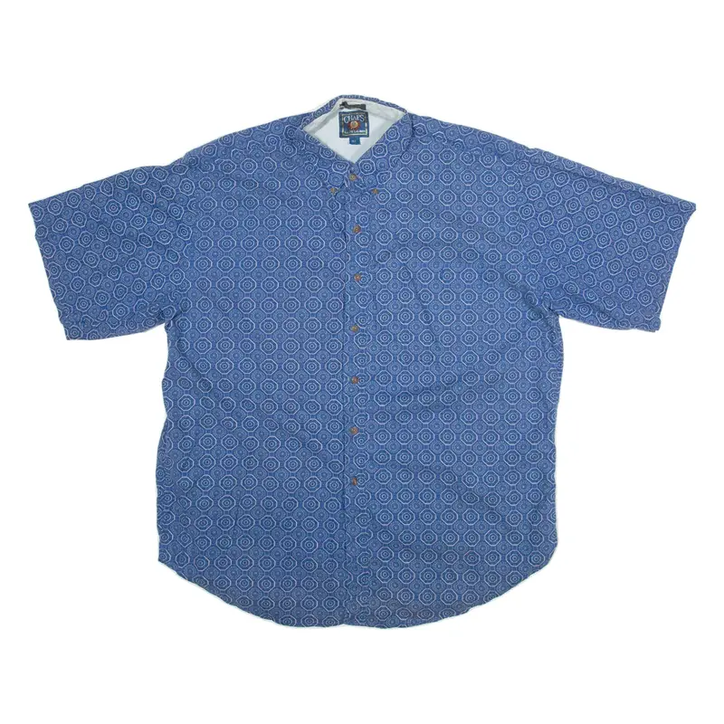 CHAPS Mens Shirt Blue Crazy Pattern XL