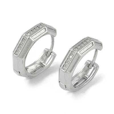 Brass Micro Pave Clear Cubic Zirconia Hoop Earring