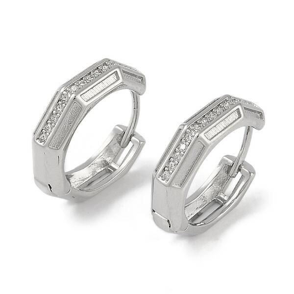 Brass Micro Pave Clear Cubic Zirconia Hoop Earring