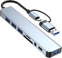 USB Hub 8-in-1 USB hub with 4 USB Port 1 USB-C ,Jack TF/SD Card Reader, 3.5mm Audio Output for MacBook Pro/iPad Pro/iPhone 15...