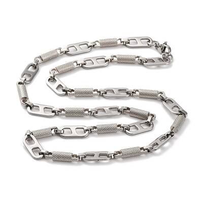 201 Stainless Steel Column and Oval Links Necklace