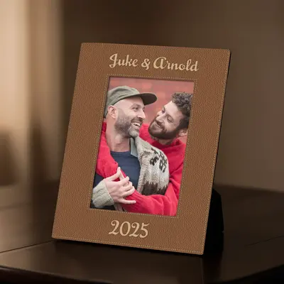 Leather Picture Frame - Brown-4 x 6 / Black